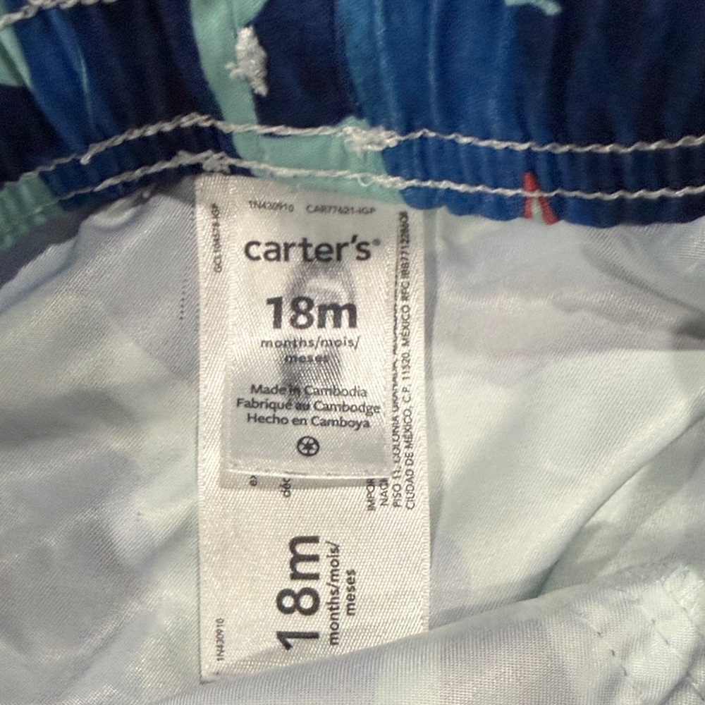 Carter's Blue Shark Surf Rashguard Set 18m - Picture 3 of 5
